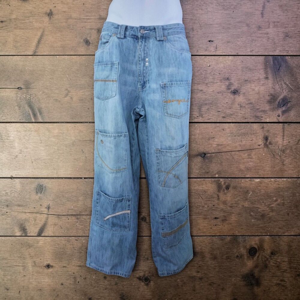 Mens Jeans  Unique Vintage 90's 36 x 32 Light Wash Relaxed Blue 12 Pockets Enyce